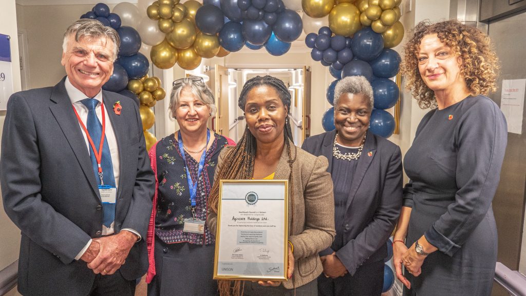 Image of care charter signing at Waterside Care Home Southwark in November 2023